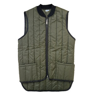 80s Sears Puffer Vest Vintage Americana Men SM Olive Quilted Workwear Fall USA
